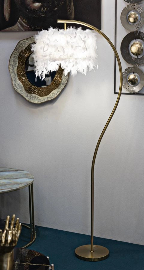 Lampada da Terra Semi Arc 60x33x170 cm in Ferro e Plastica Bianco e Oro