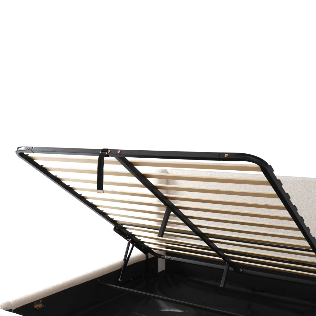 Letti contenitori 180x200 cm; contenitore sollevabile; Bouclé; beige; (Senza materasso)