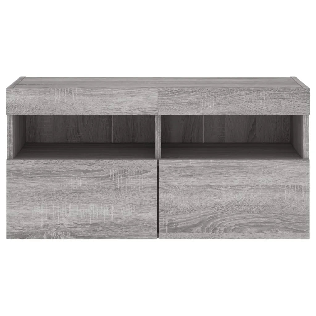 Mobile TV a Parete | Armadietto TV | Mobile Porta TV con Luci LED Grigio Sonoma 80x30x40 cm