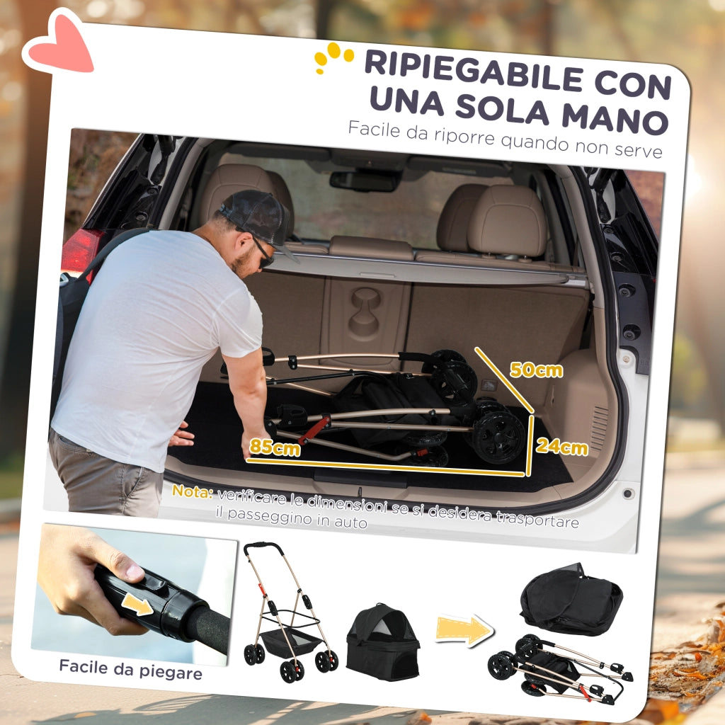 Cestino per Cani Pieghevole 3 in 1 con Borsa ¨C Zephmum ¨C Nero