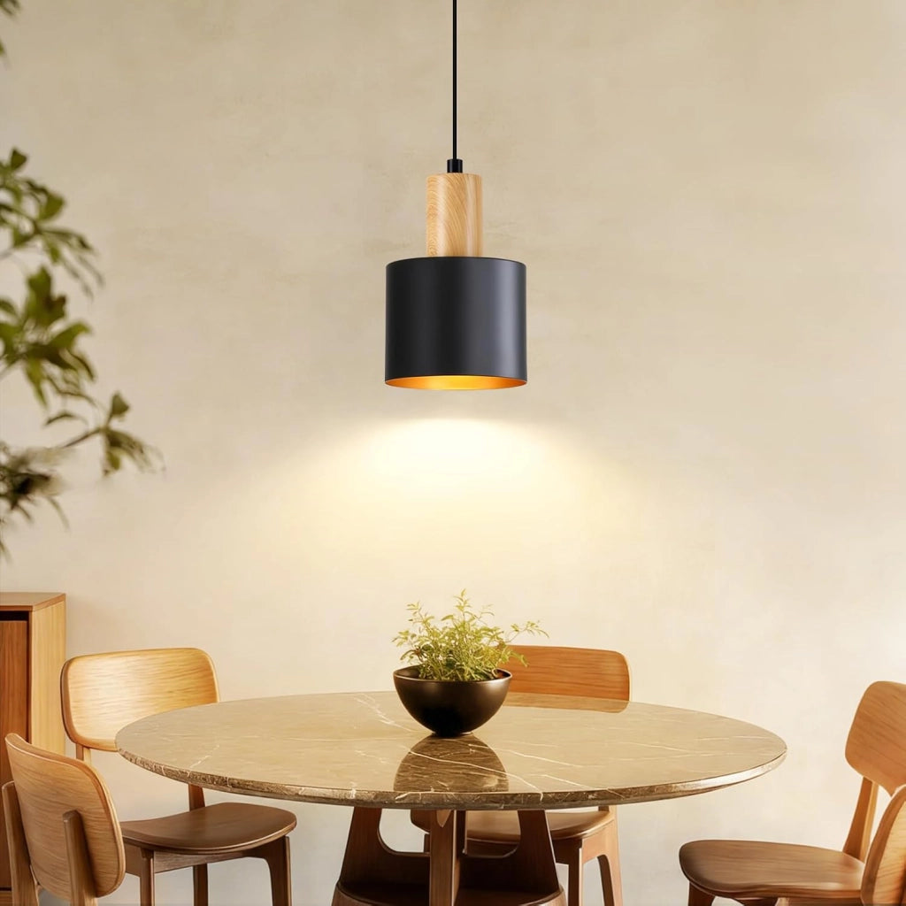 ZMH Lampada a sospensione da cucina retrò E27 40W nero e oro altezza regolabile per isola cucina o zona pranzo