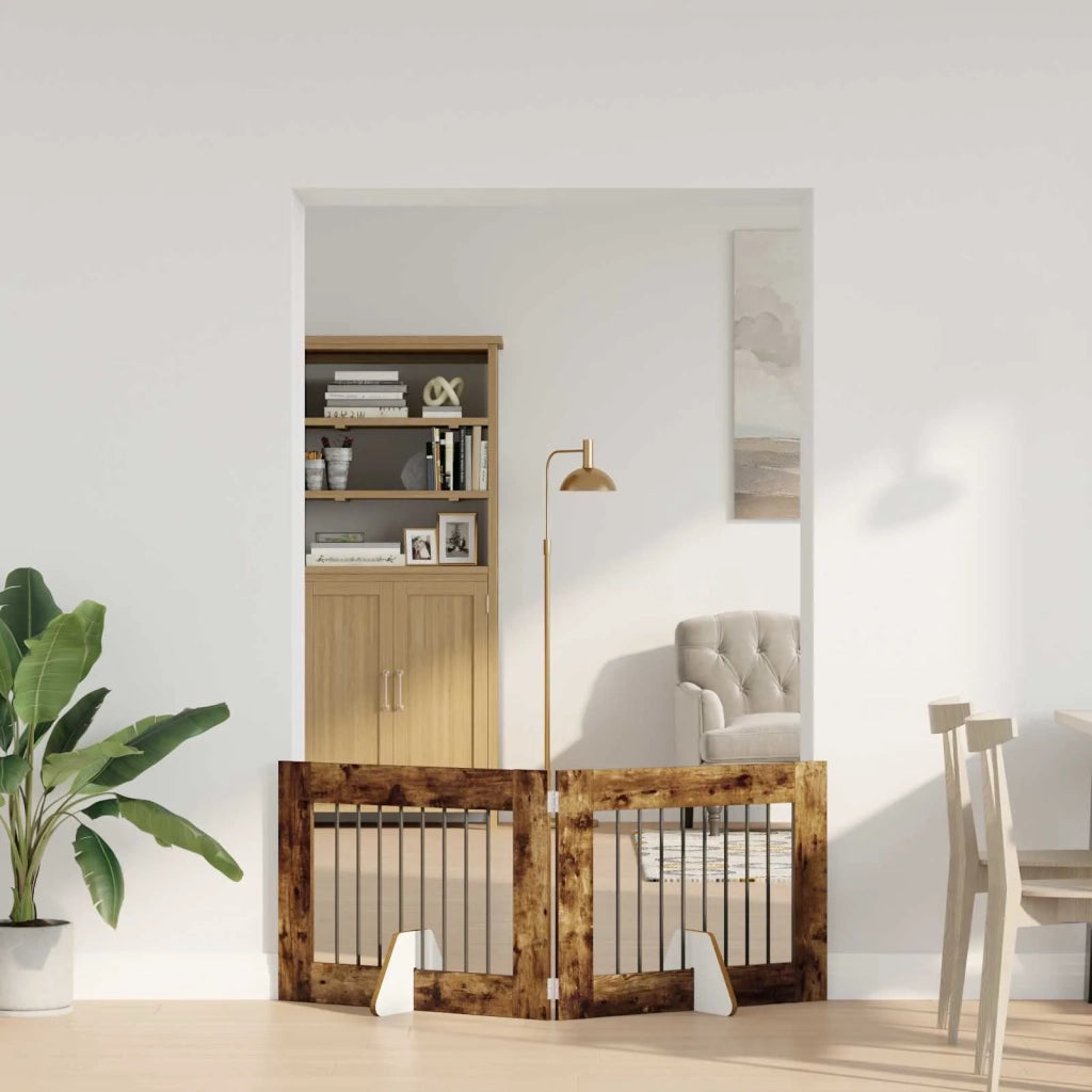Cancello per cani con supporti 2 pz Rovere Fumo 80 x 60 cm CFW2393315