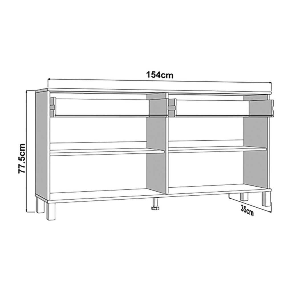 Madia Barich, Credenza 2 Cassetti, 154x35x78h cm Marrone Rovere Nodi