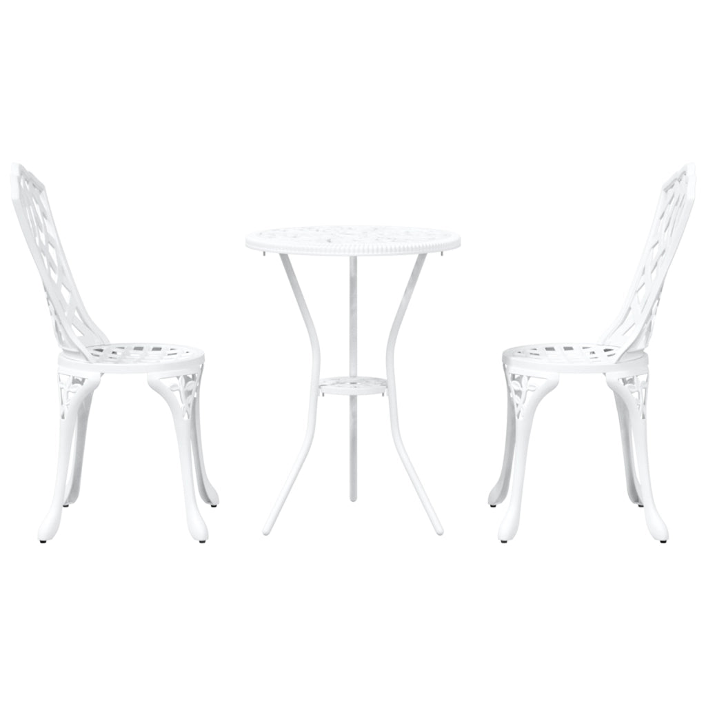 Set Giardino Bistro 3 Pezzi Bianco in Alluminio