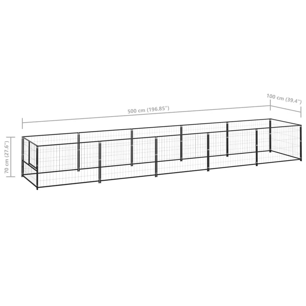 Recinto per animali da esterno per cani recinto per animali nero 5 m² acciaio 02_0000540