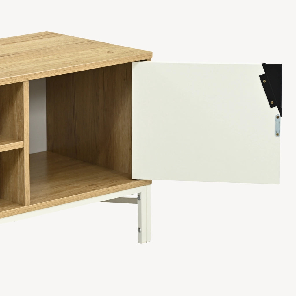 Mobile Porta TV Kerrköndam a 2 Ante 120 x 40 x 46 cm - Effetto Rovere / Bianco [en.casa]