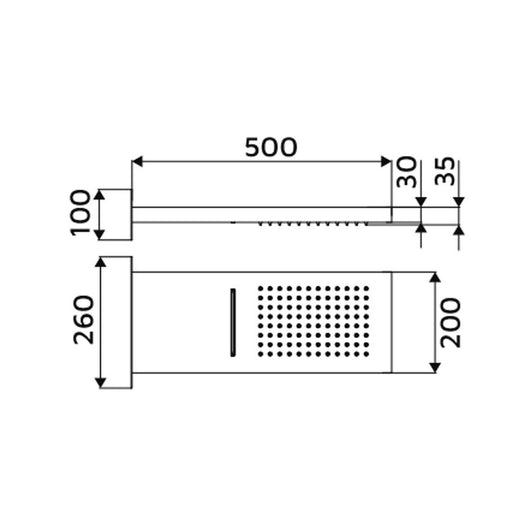 Soffione a muro con funzione pioggia e cascata - Serie Arcadia