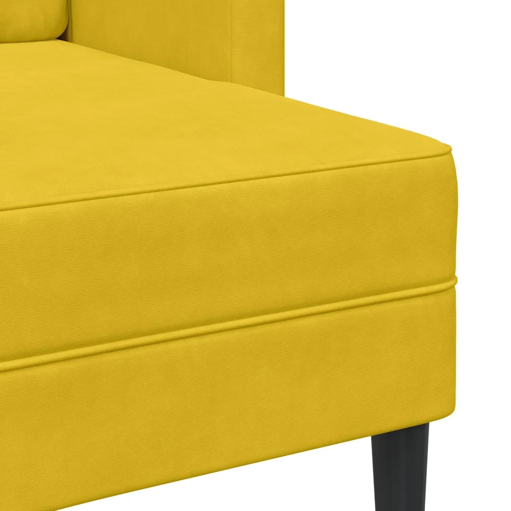 Divano | Divano da soggiorno | Sofa 2 Posti con Chaise longue a L Giallo 125 cm Velluto