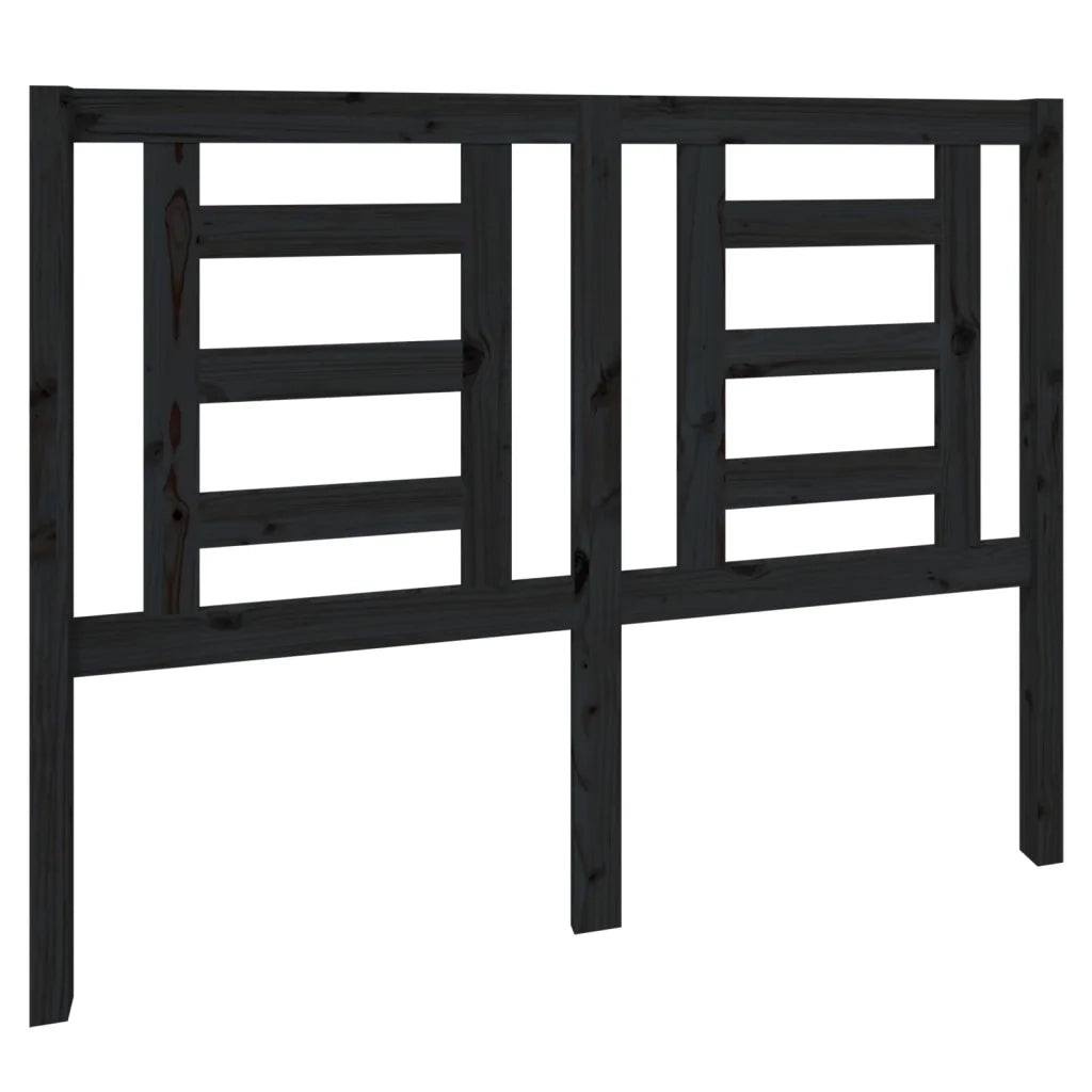 Testiera per Letto Nera 126x4x100 cm in Legno Massello di Pino 818814