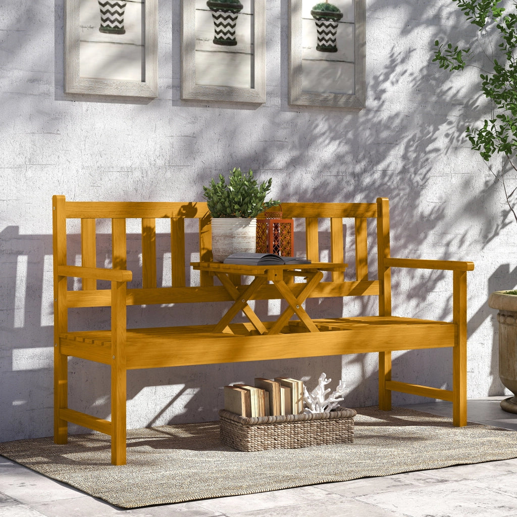 Panchina da Giardino 2 Posti in Legno Teak con Schienale e Braccioli ¨C Zephmum ¨C 149x56.5x89cm