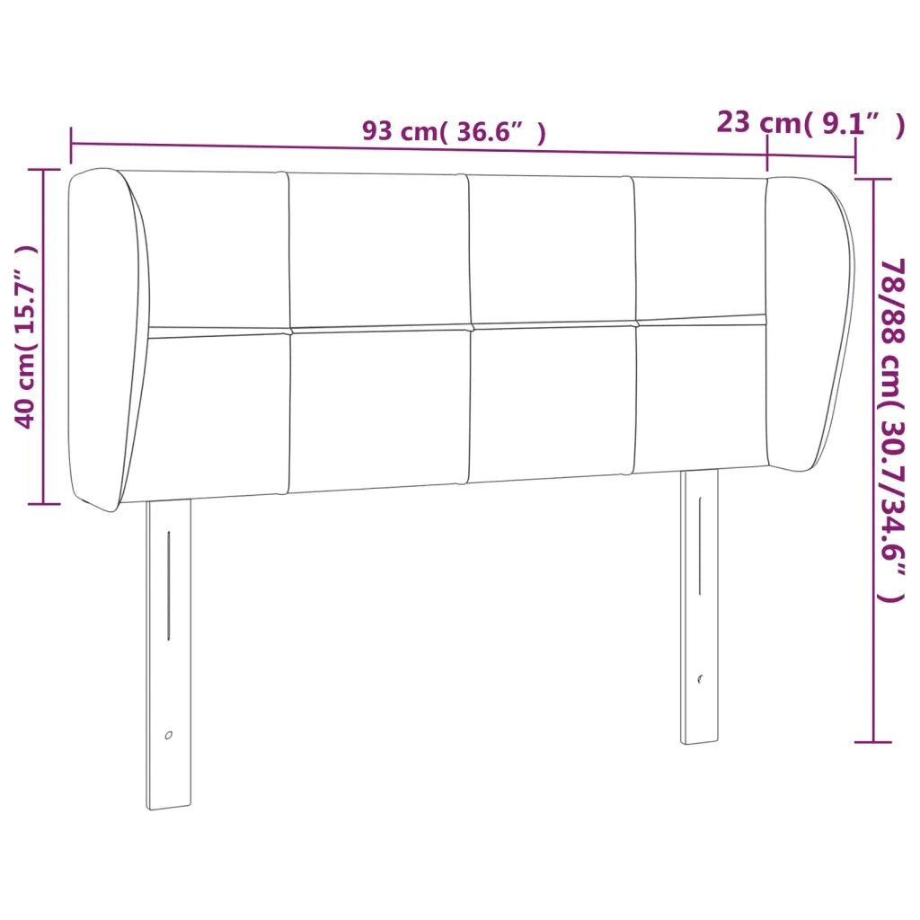 Testiera ad Orecchio Nera 93x23x78/88 cm in Velluto 3117185