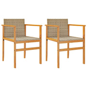 Sedie da Giardino 2 pz | Sedie da Esterno Beige in Polyrattan e Legno Massello