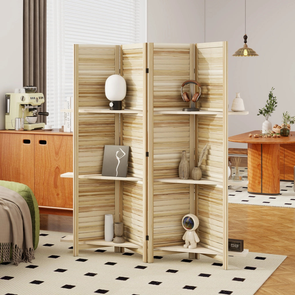 Paravent in legno 4 ante ¨C zephmum ¨C naturale 160x170 cm