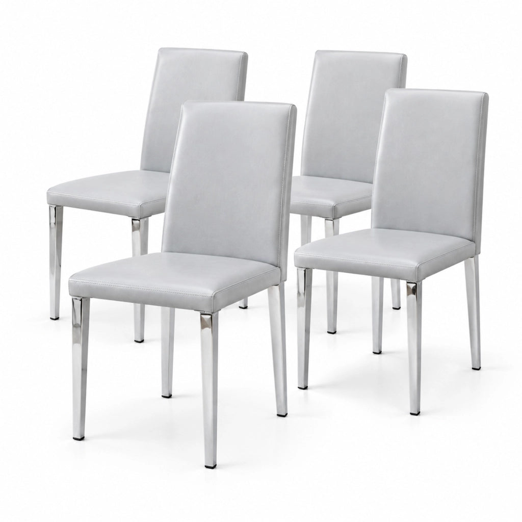 Set di 4 sedie da pranzo grigio chiaro e argento