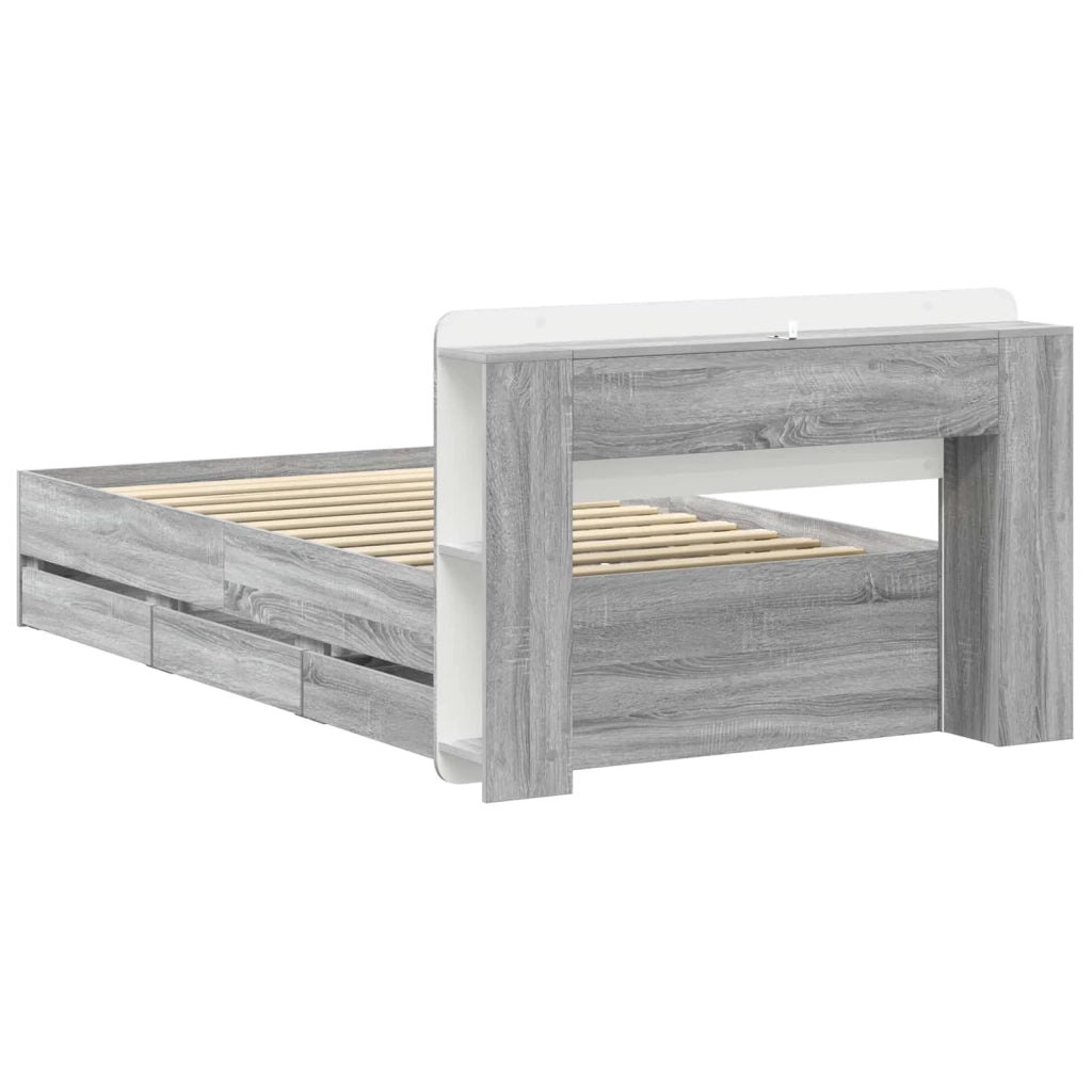 Struttura del letto con stoccaggio e testata Sonoma grigio 3433933