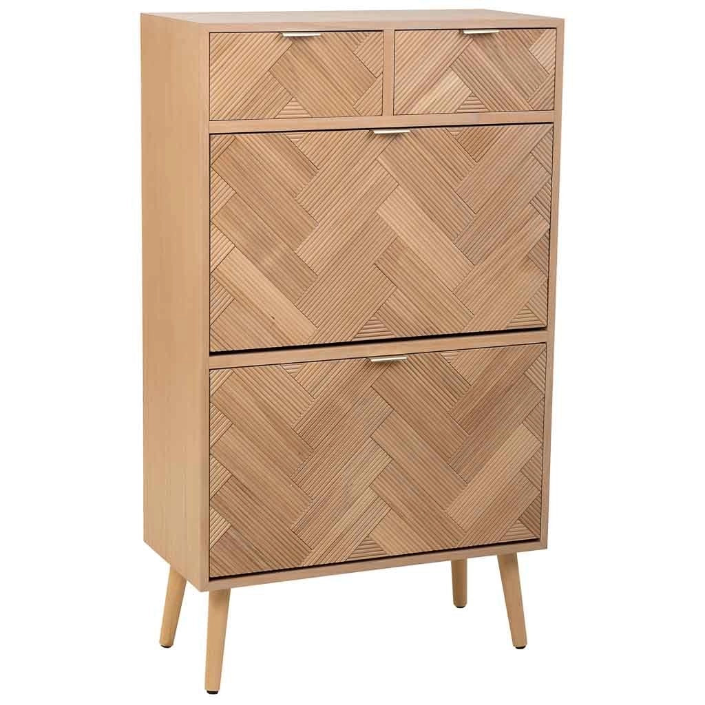 Scarpiera in legno con 2 ante e 2 cassetti marrone 70x32x120h cm