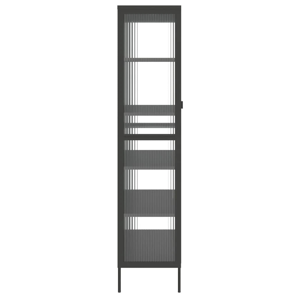 Buffet credenza cassettiera armadio mobile contenitore organizer per cucina soggiorno salotto alto 85 x 40 x 180 cm vetro e acciaio nero 02_0035138