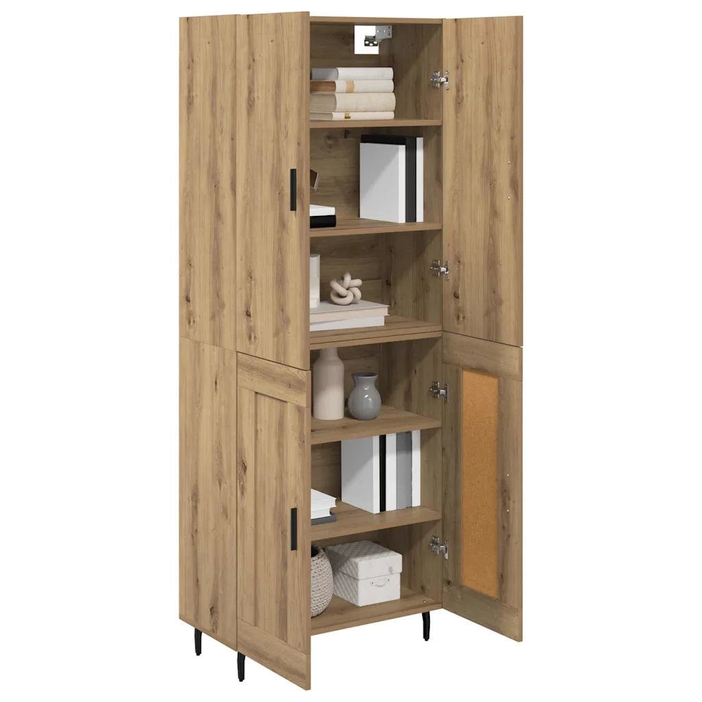Credenza 2 pcs Rovere artigianale Legno Stratificato e Vetro 3415917