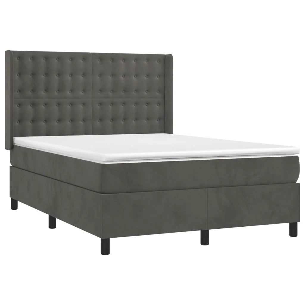 Giroletto a Molle con Materasso Grigio Scuro 140x200 cm Velluto 3132922