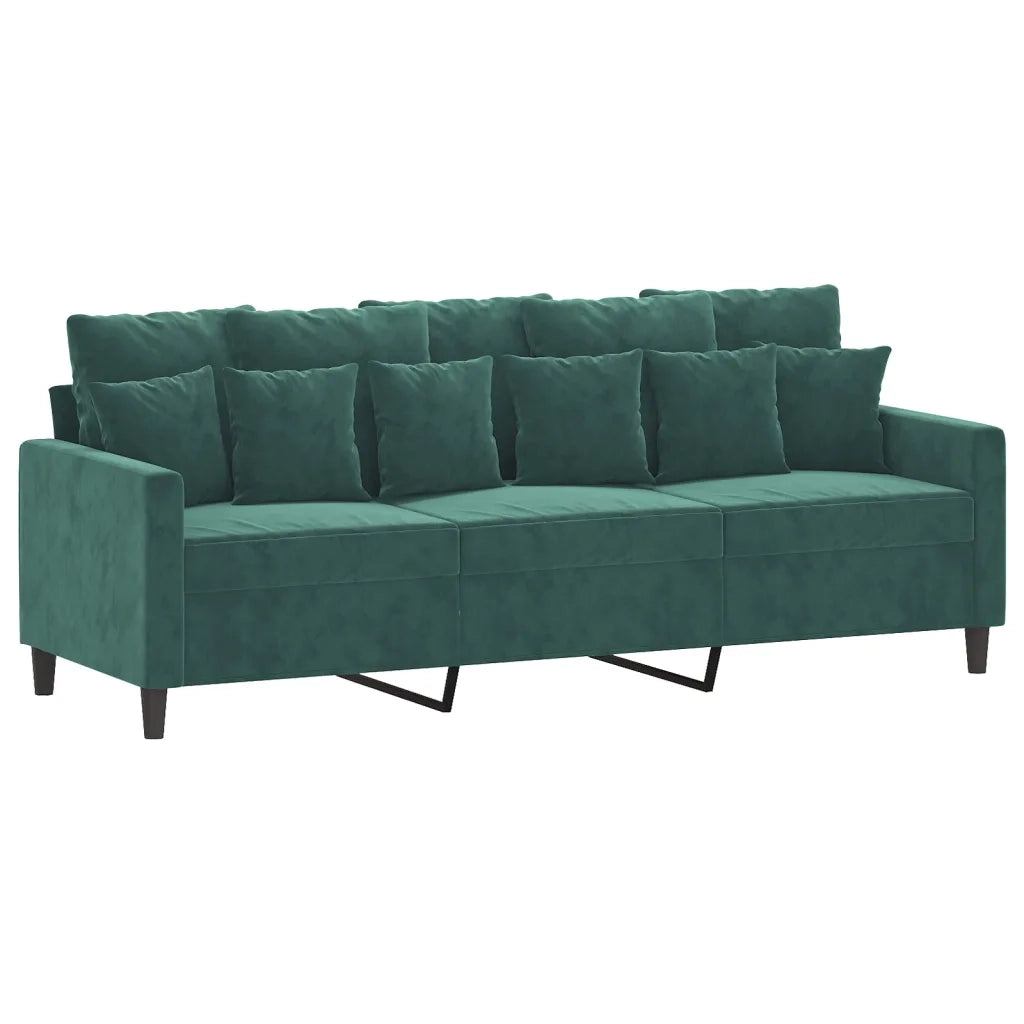 Set di Divani 4 pz con Cuscini Verde scuro in Velluto