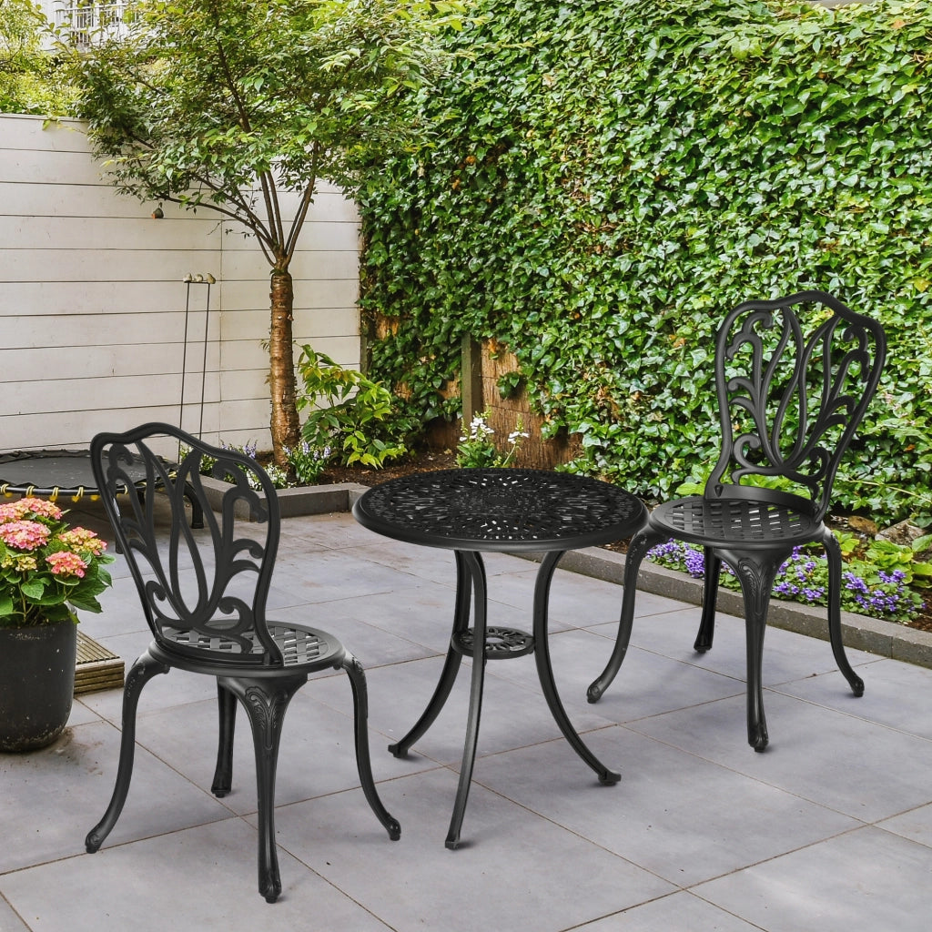 Set divano da giardino 2 posti con sedie e tavolino ¨C zephmum ¨C nero, polyrattan, metallo