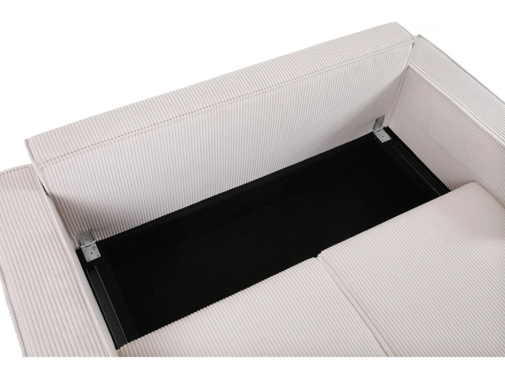 Divano letto in velluto a coste dritte "Montaigne S" - 3 posti - Beige