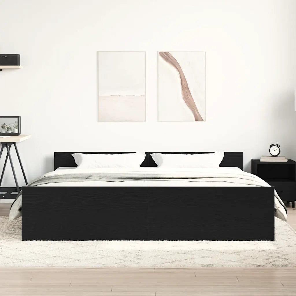 Giroletto senza Materasso Rovere Nero 200x200 cm Truciolato