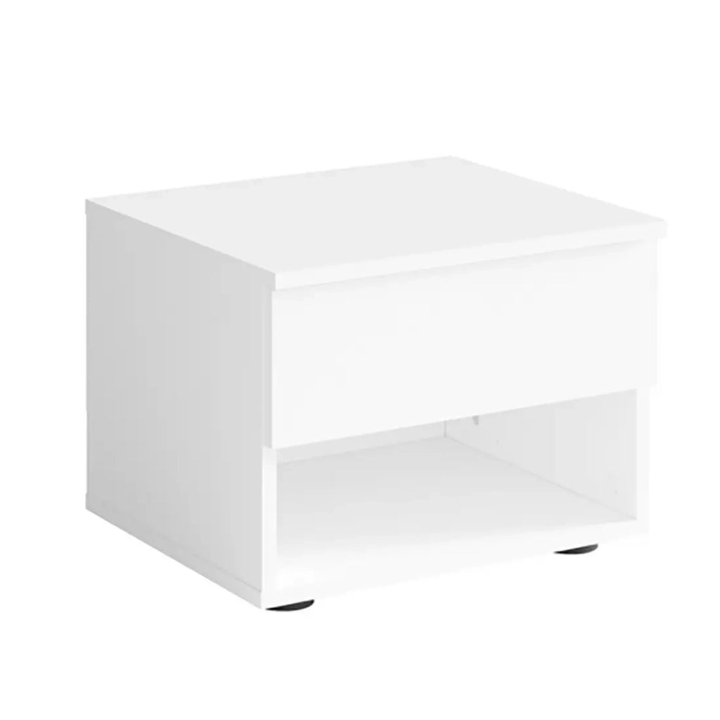 Set di 2 comodini - 1 ripiano e 1 cassetto - bianco - Collezione NOFI