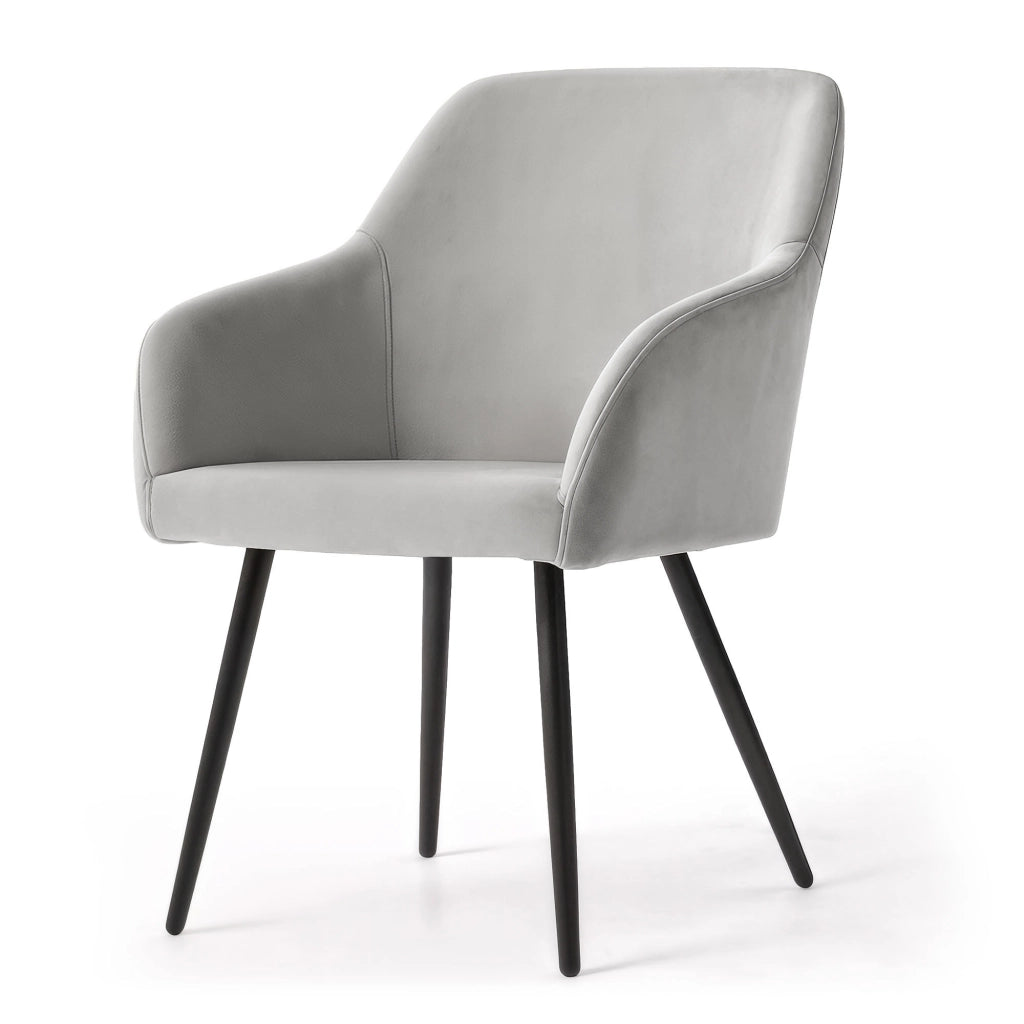 Set di 2 Sedie in velluto liscio ESTELLE Grigio gambe nere