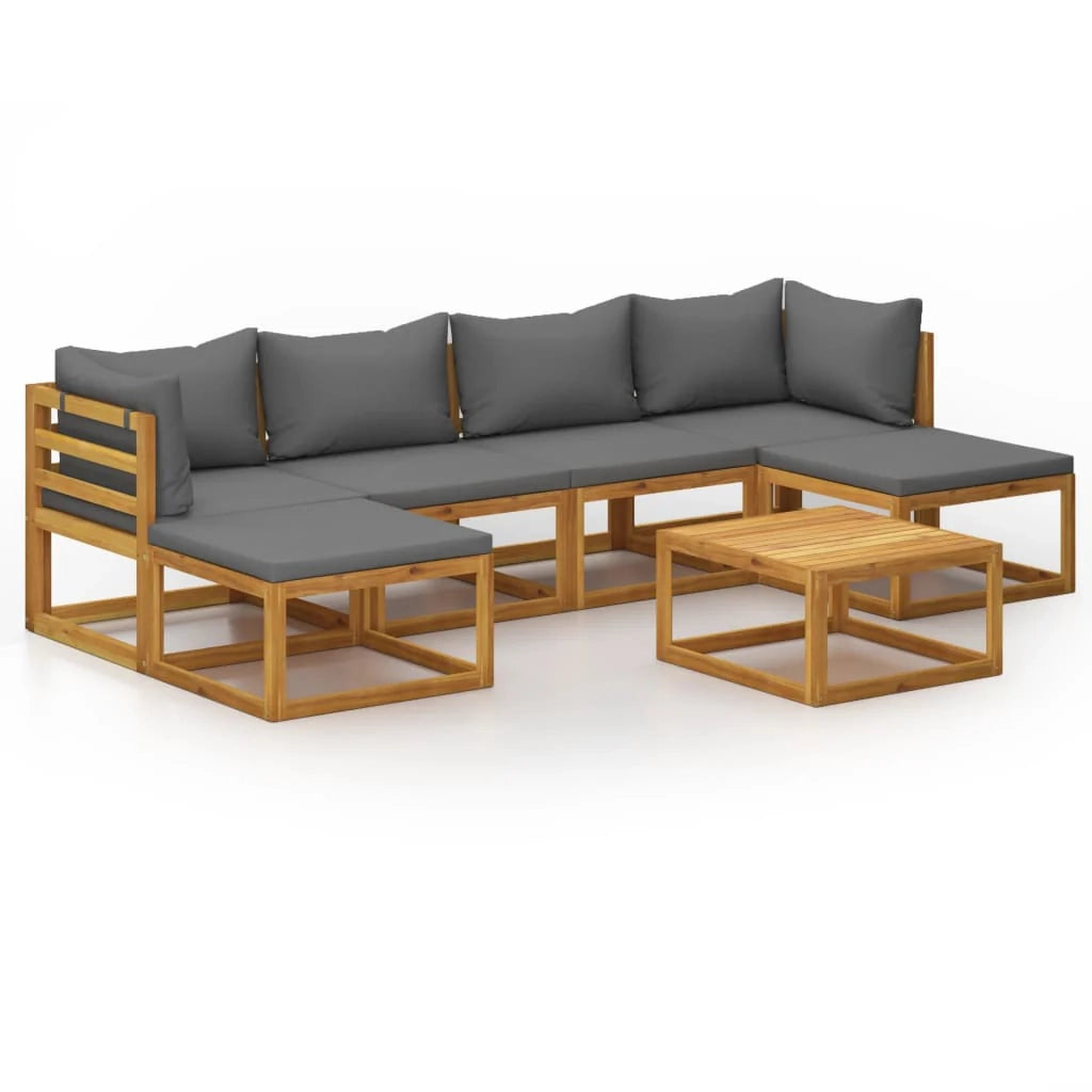 Set di mobili da giardino per esterni 7 pezzi con cuscini in legno massello di acacia 02_0017056