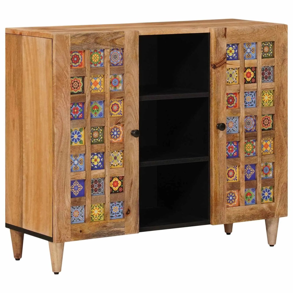 Credenza Naturale 90 x 33 x 75 cm Legno di mango massello