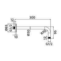 Braccio doccia tondo con rosone lungo 30 cm