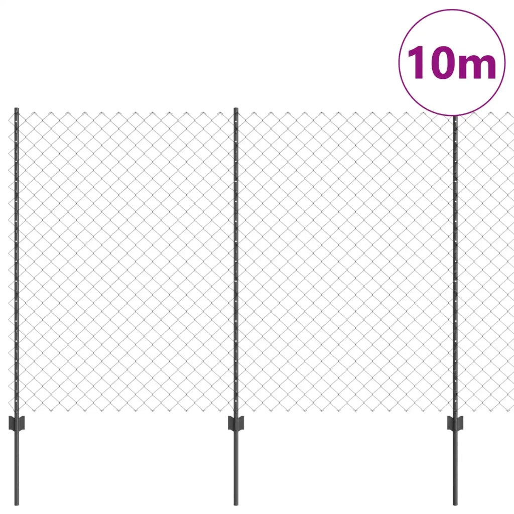 Recinzione a maglie con palo 10 x 1,6 m Grigio Rete 3336272
