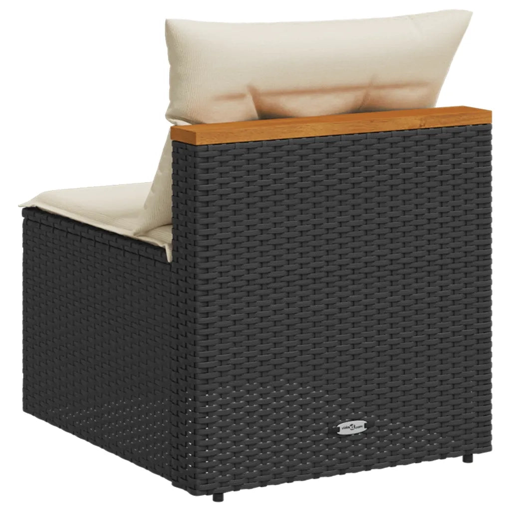 Divano Giardino Senza Braccioli con Cuscini 2pz Nero Polyrattan 365832