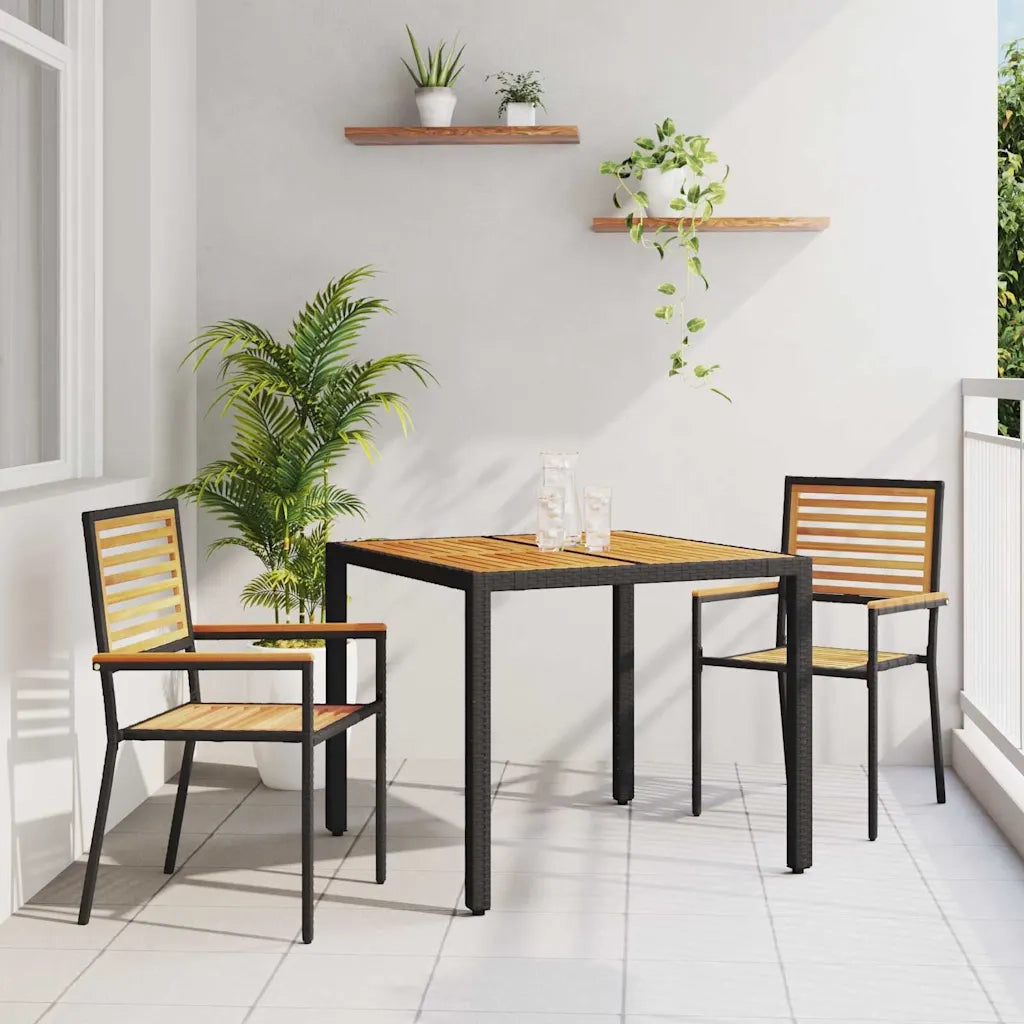 Set da Pranzo per Giardino 3 pcs Nero e Marrone polyrattan 3365434