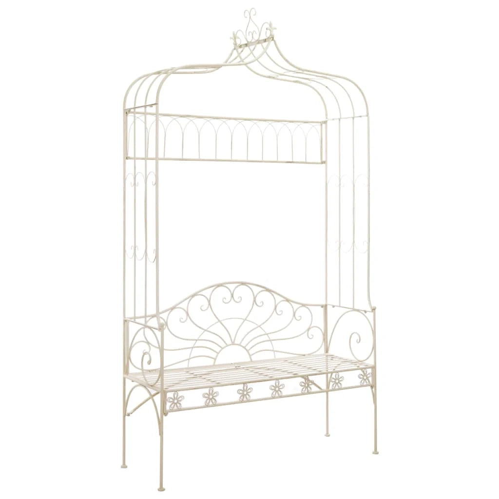 Panca da giardino mobili da esterno terrazza 122 x 43 x 220 cm latta antica 02_0011217