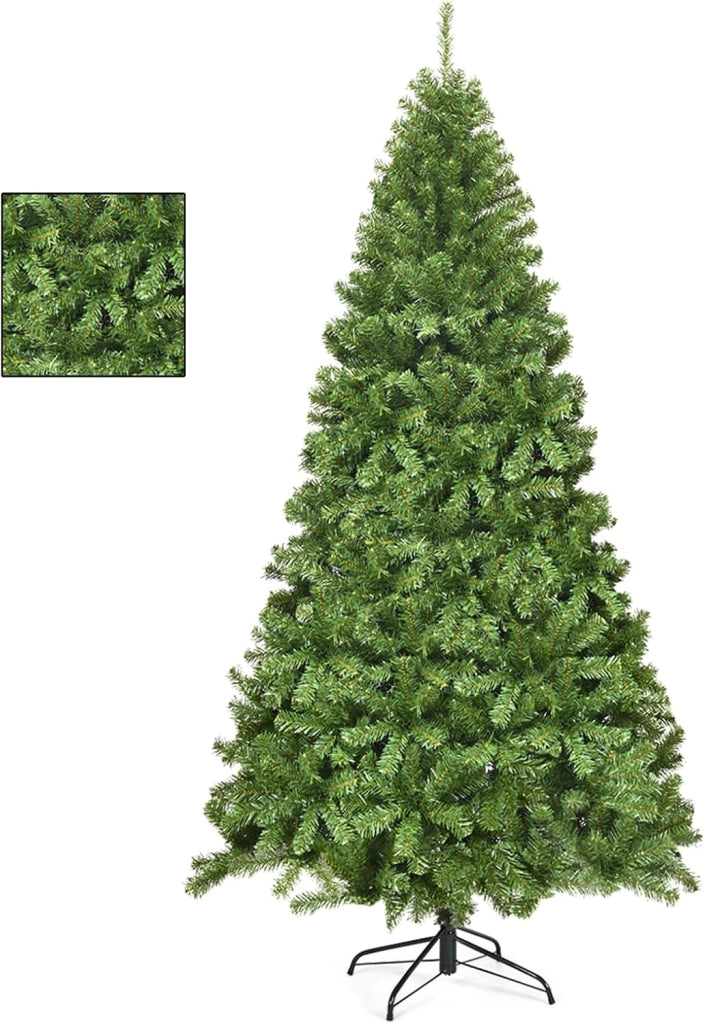 Albero di Natale Artificiale 150/180/210/230/270cm in PVC, Albero di Natale ad Apertura Automatica ad Ombrello con Base, Christmas Tree (230 cm, Verde)