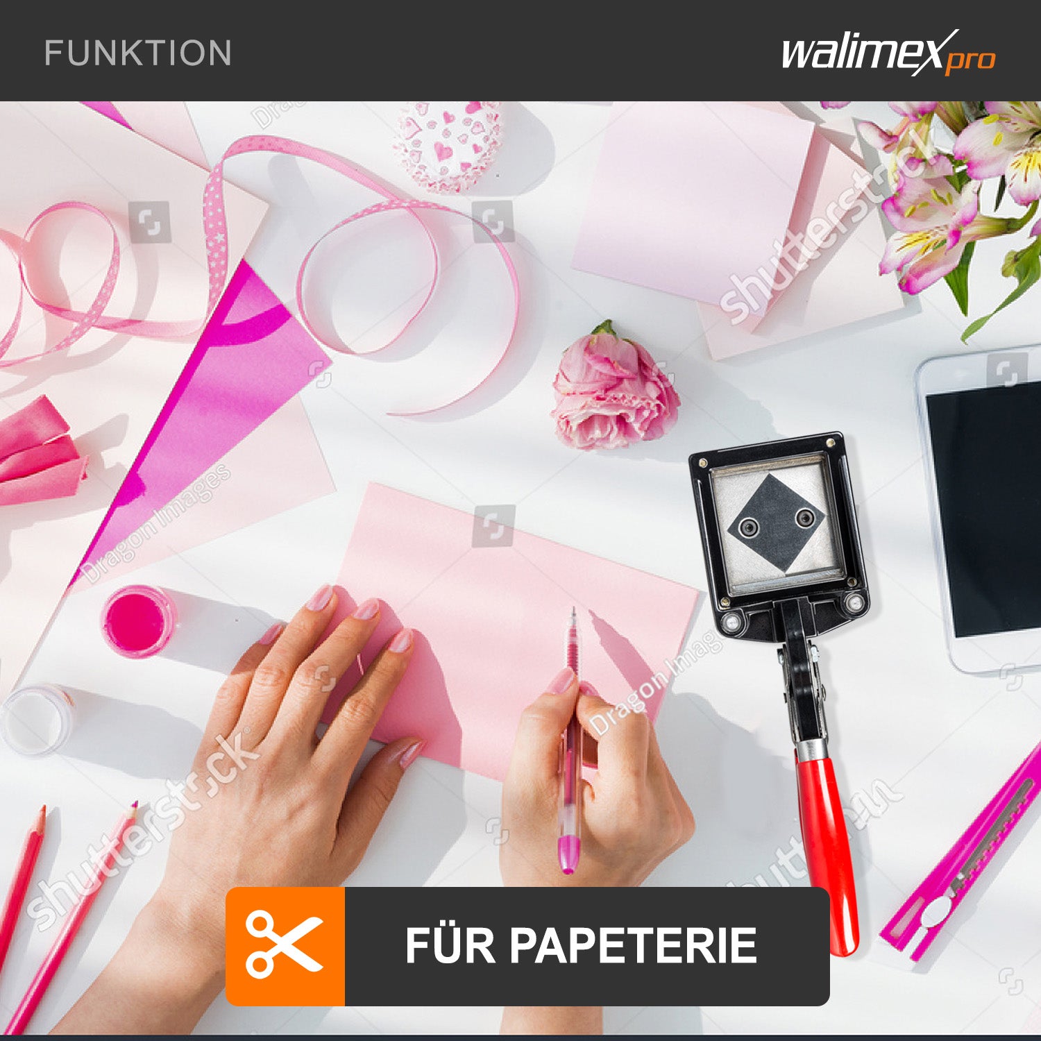 Taglierina per fototessere 50 x 50 mm, Fustellatrice manuale per taglio foto in formato fototessera, con manico ergonomico