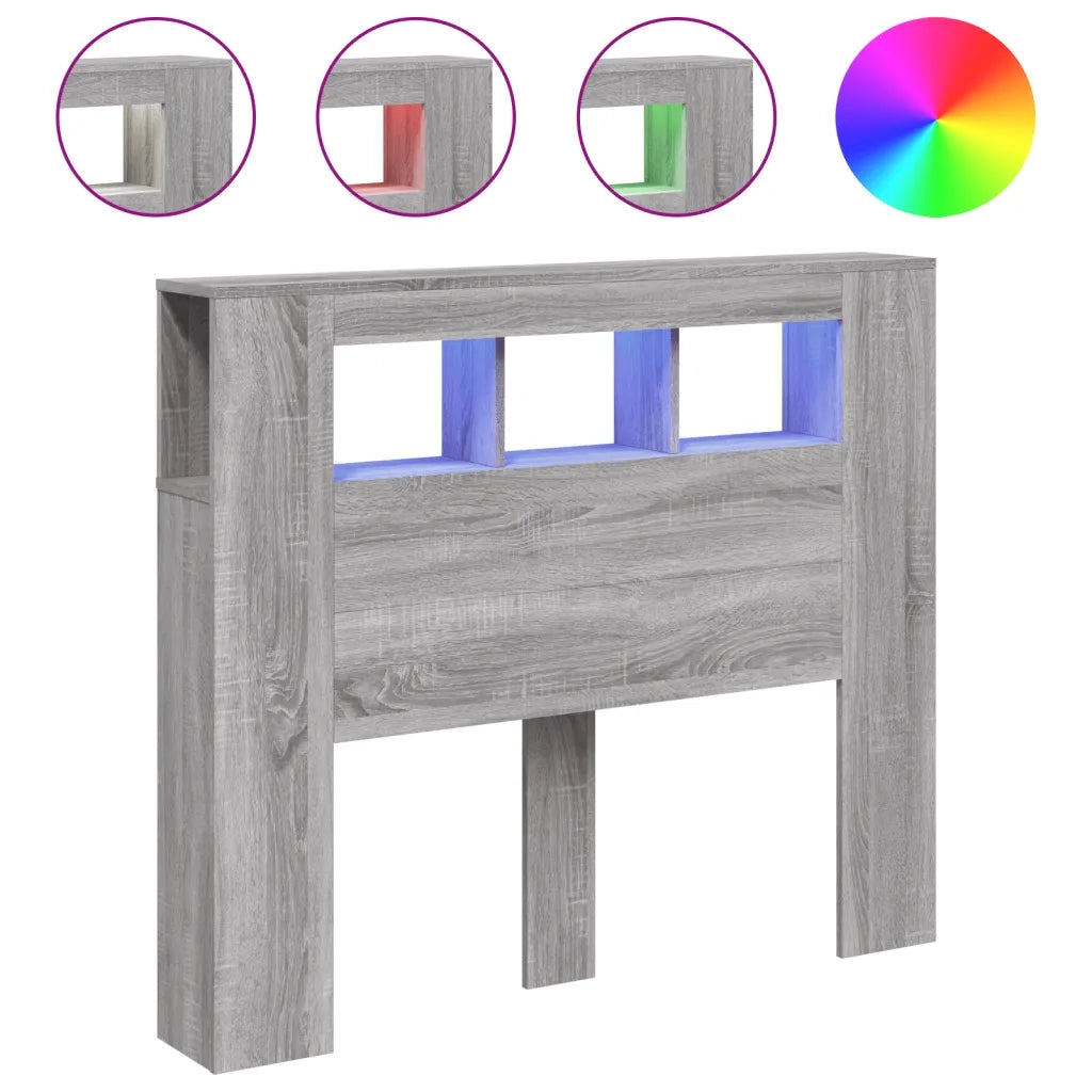 Testiera LED Grigio Sonoma 120x18,5x103,5 cm Legno Multistrato 837342