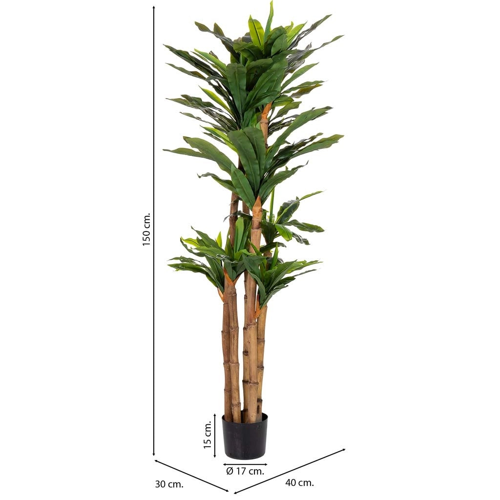Pianta di dracena artificiale decorativa in vaso 40x30x150h cm