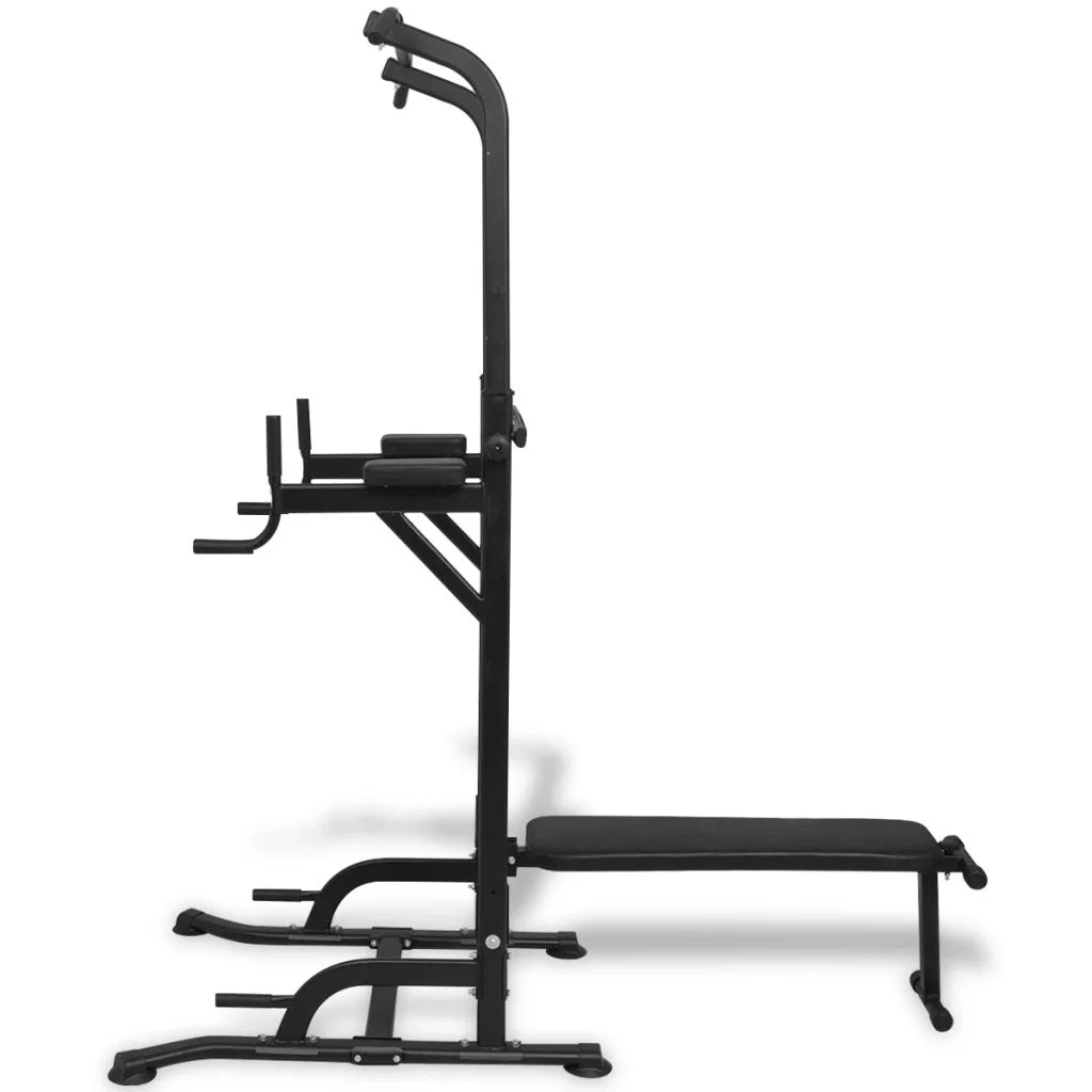 Torre per allenamento pesi con panca nera per sport e fitness (02_0000040)