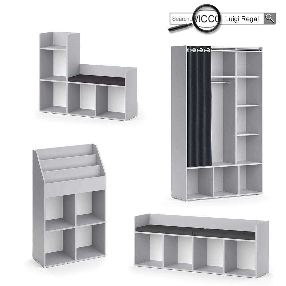 Vicco Scaffale per bambini Grigio chiaro 142.4 x 53.4 cm 4 scomparti