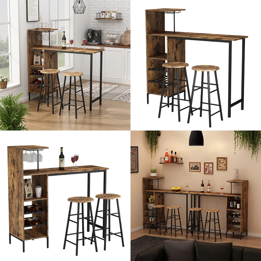 Vicco Set di tavoli da bar Nero/quercia rustico 121.5 x 40 cm con 2 sgabelli