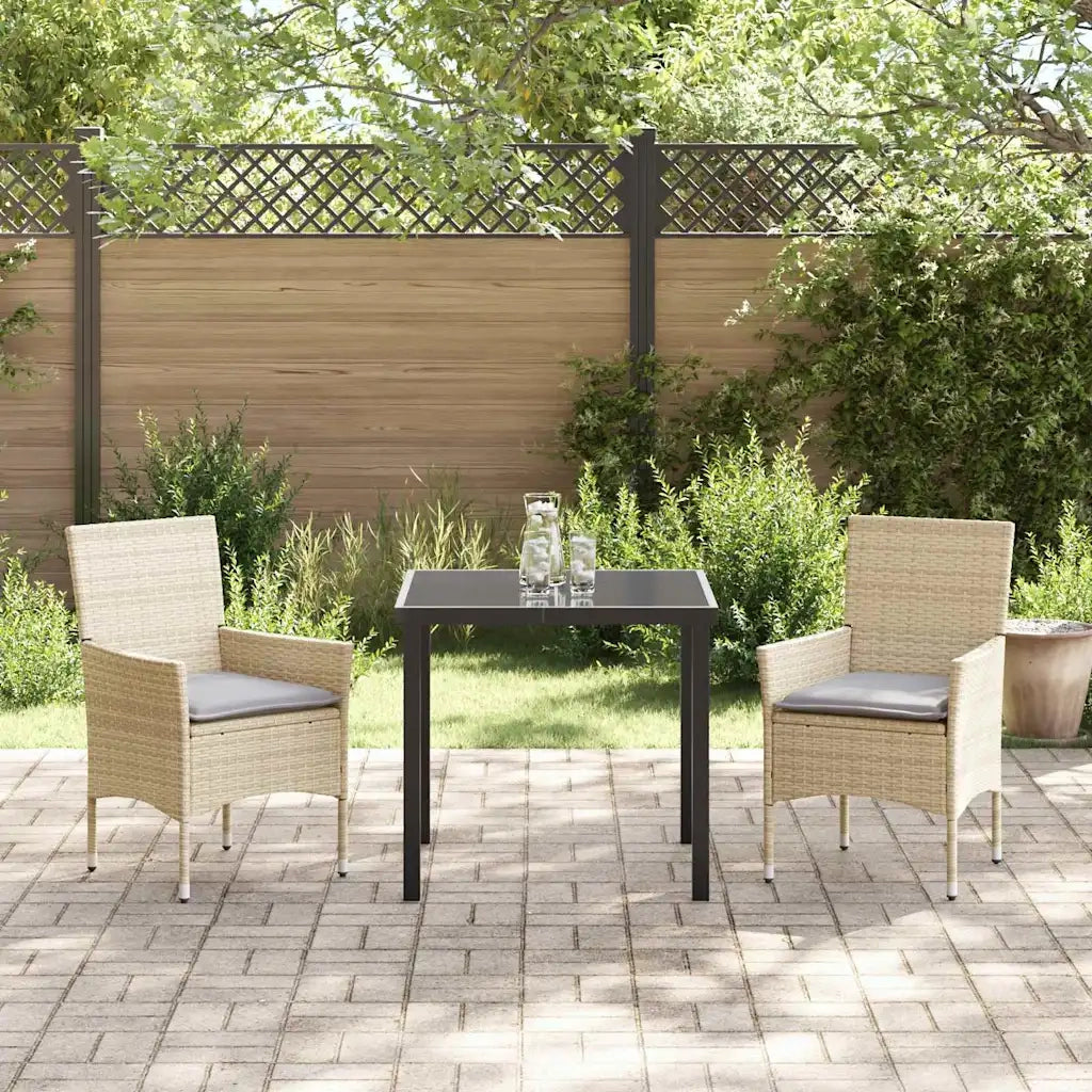 Set da Pranzo per Giardino con cuscino 3 pcs Beige polyrattan 3379793