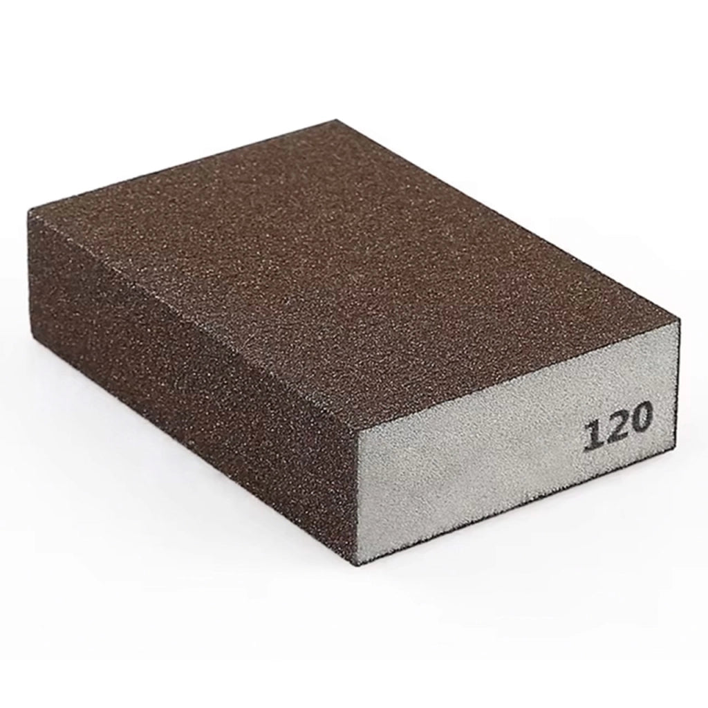 Blocco Abrasivo GR 120 – Superficie Dura e Resistente | Dimensioni 100x68x25 mm | Per Legno, Metallo, Vernice, Plastica