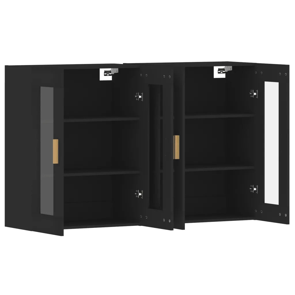 Armadietti a Parete 2 pz Neri in Legno Multistrato 3197898