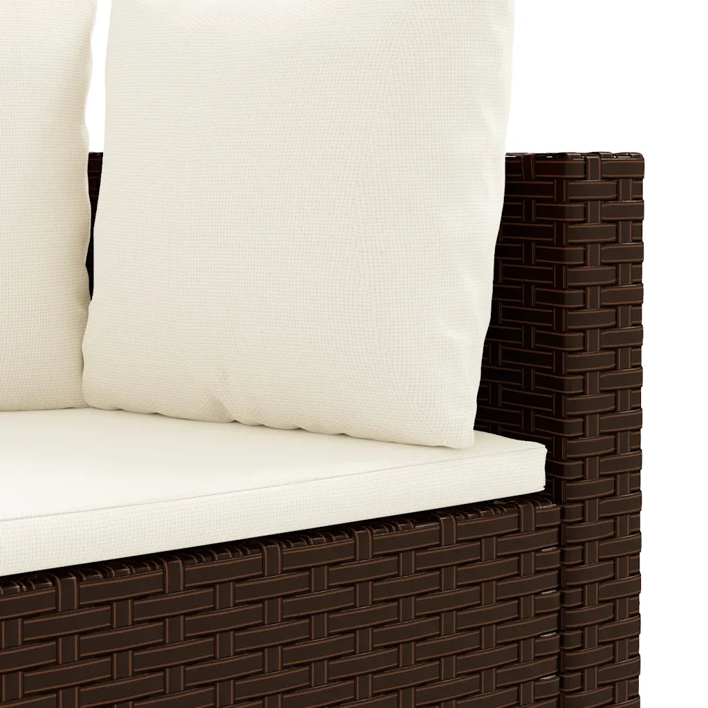 Set Divani da Giardino 9pz con Cuscini Marrone in Polyrattan