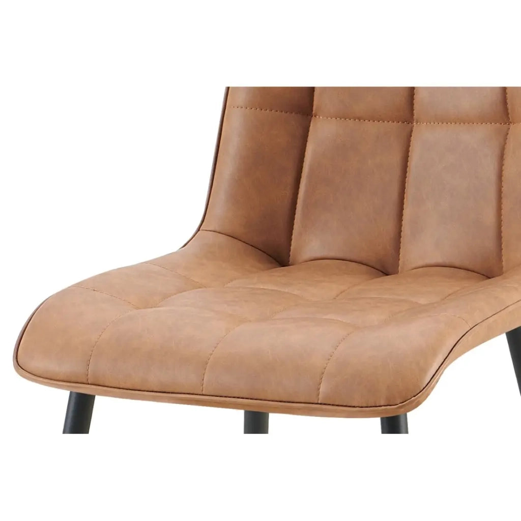 Set di 4 sedie MIREA – Cognac – Stile senza tempo – Gambe in metallo – Rivestimento in PU facile da pulire