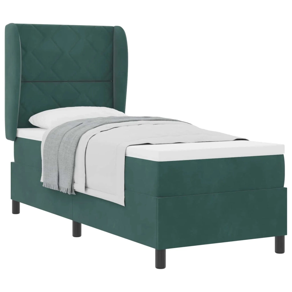 Letto a molle con materasso Verde Scuro 200 x 80 cm Velluto 3340955