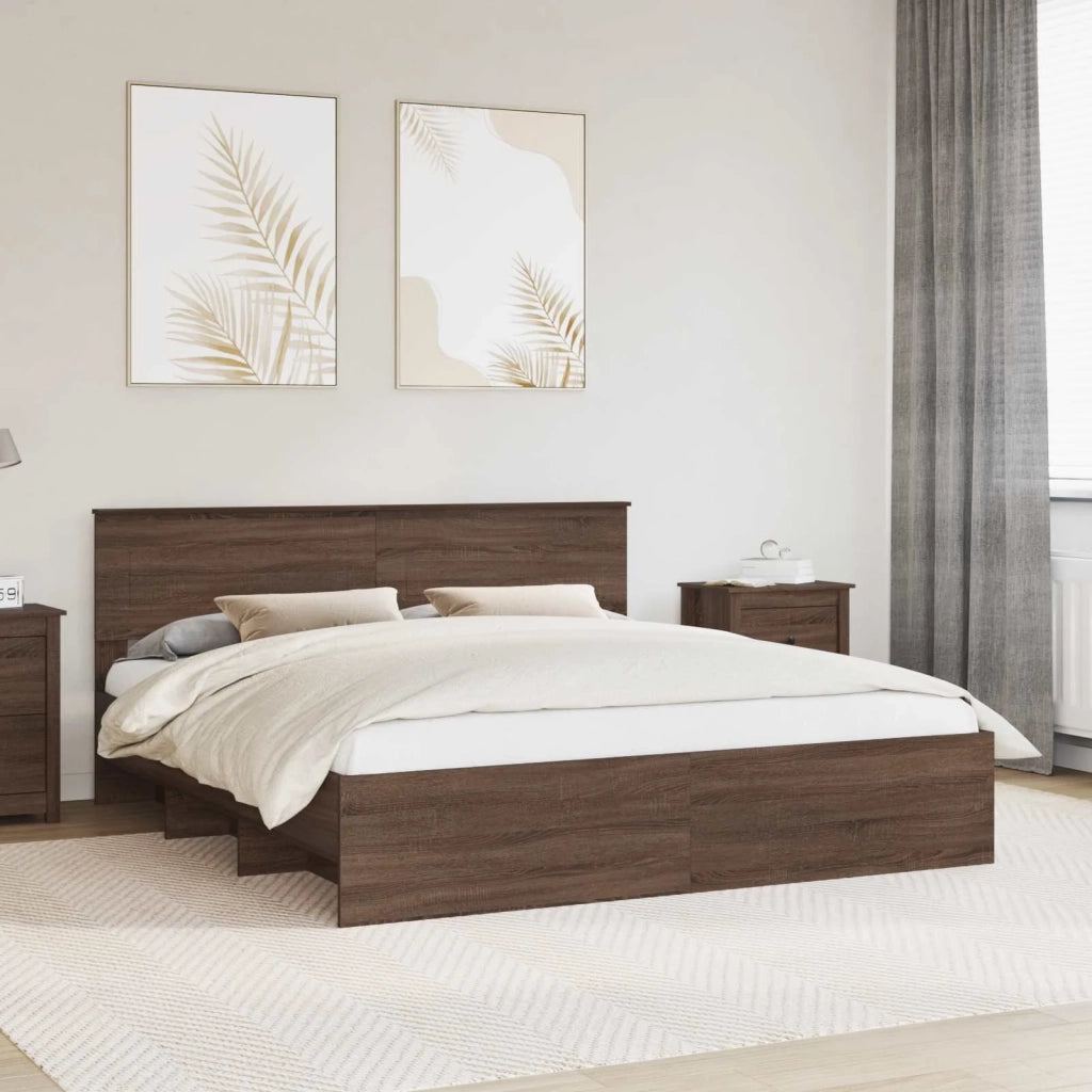 Letto matrimoniale | Letto per adulti | Struttura del letto con testiera Rovere Marrone 200 x 200 cm
